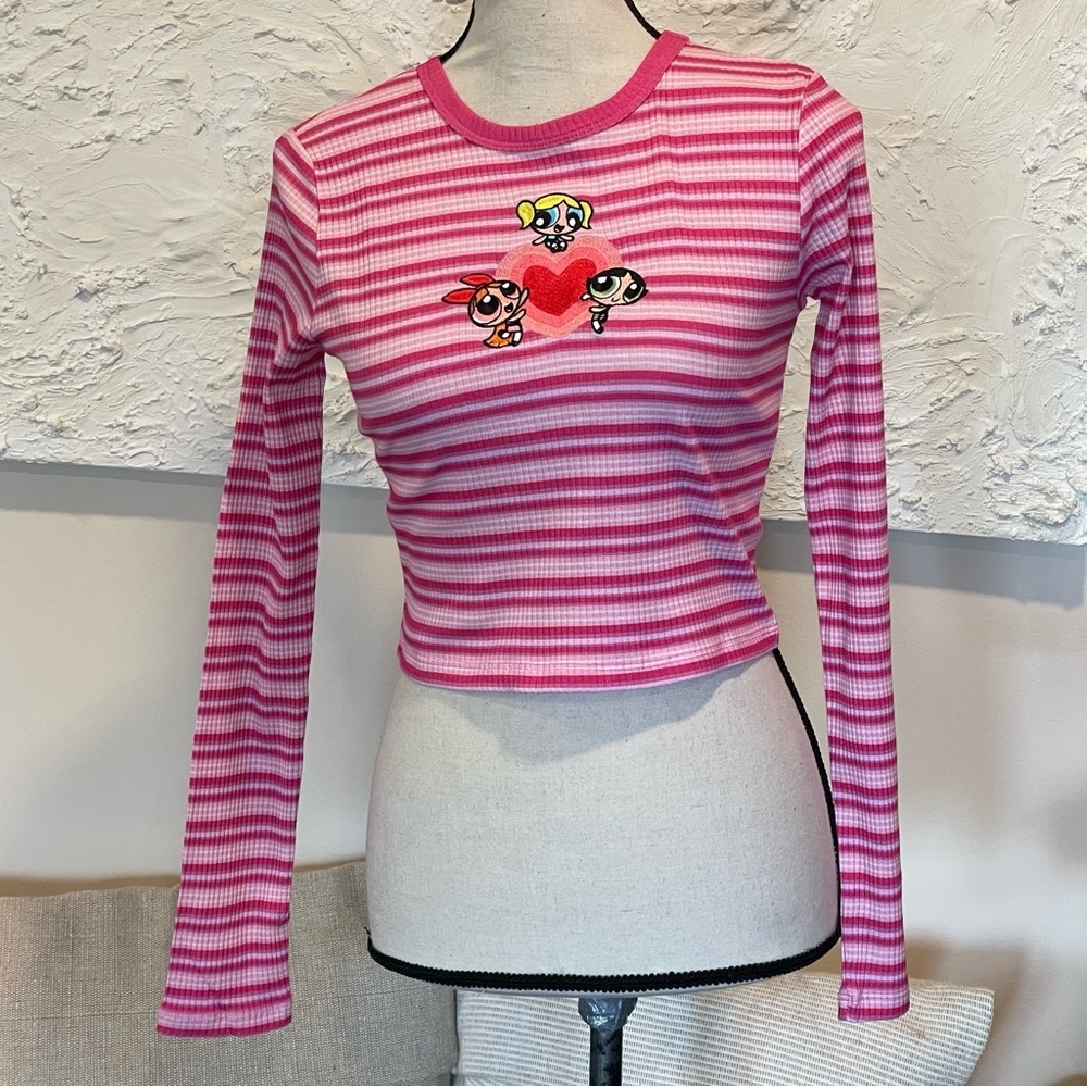 DOLLS KILL X THE POWERPUFF GIRLS Women's LONG SLEEVE CROPPED TEE Sz M NWT